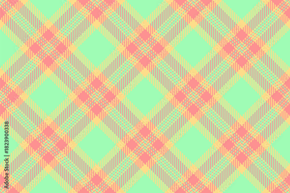 Fototapeta premium Decor pattern texture fabric, panjabi vector check textile. Square seamless tartan background plaid in green and red colors.
