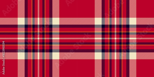 Back to school seamless background pattern, pyjamas fabric check plaid. Paint textile tartan texture vector in red and light colors.