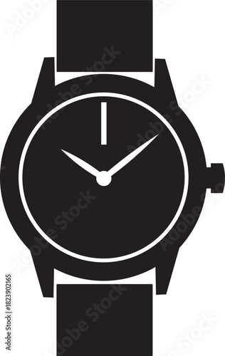 Classic analog wristwatch icon illustration