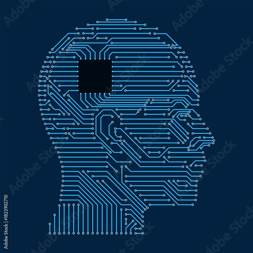 Printed circuit board shaped like a human head