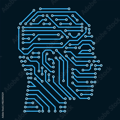 Printed circuit board shaped like a human head