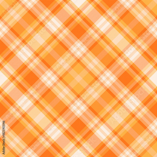 Refresh tartan fabric textile, bandana texture pattern background. Diwali check seamless plaid vector in orange and bright colors.