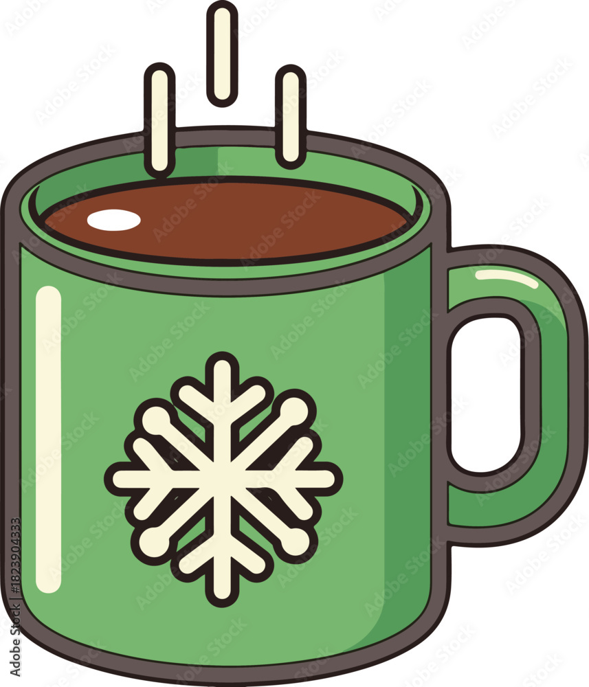 Obraz premium Retro Mug Snowflake Hot Cocoa Simple Vector