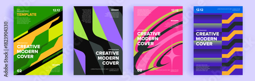 Modern abstract covers set, minimal covers design. Colorful geometric background, vector illustration.