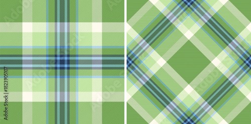 Tartan plaid fabric of pattern background textile with a seamless vector texture check. Set in stylish colors. Fashion trends for every season and holiday.