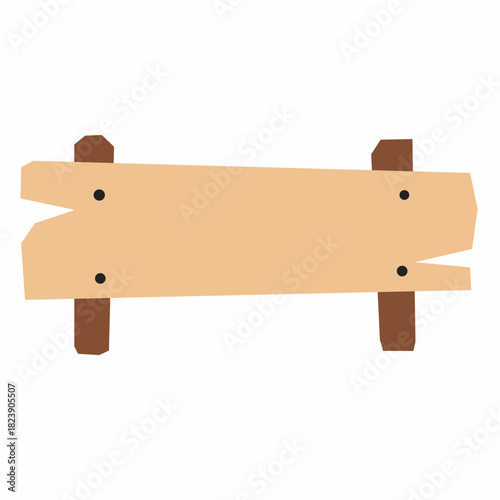 Horizontal Wooden Signboard in Flat Vector Style for Labels