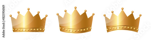 Golden crowns. Vector template. Can be used for decorating photo and masks.