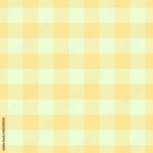 December check seamless background, gorgeous texture tartan vector. Infinity textile pattern plaid fabric in yellow and light colors.