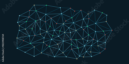 Network of connected dots isolated in space