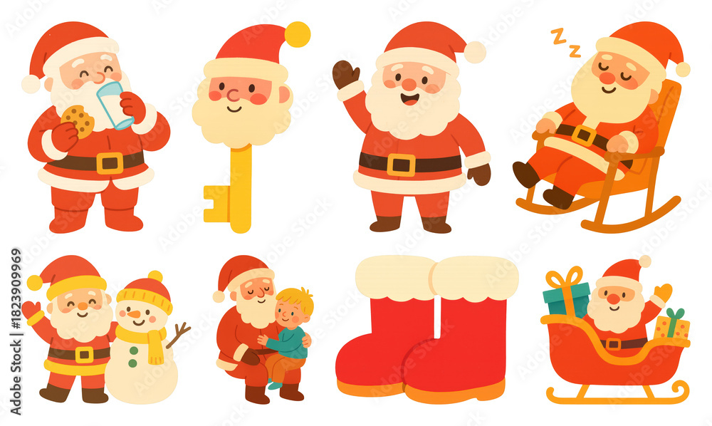 Obraz premium Festive Santa Claus illustrations collection