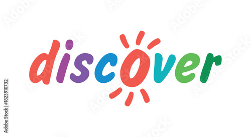 Multicolored discover logo. Disover concept for business, education world