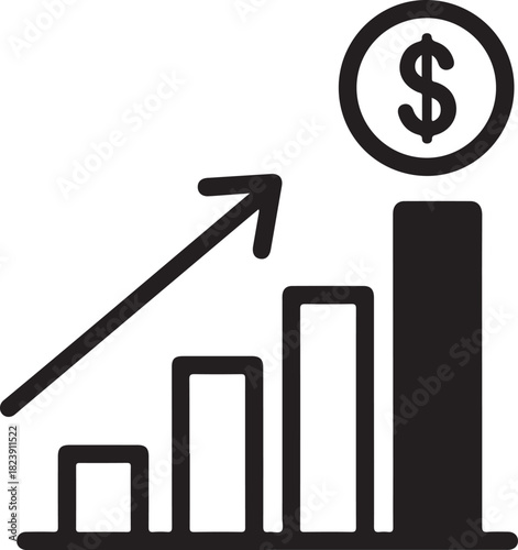 black financial growth chart with dollar sign clip art preview