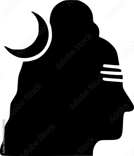 Modern Lord Shiv Silhouette Icons in Minimal Pure Black Vector Design