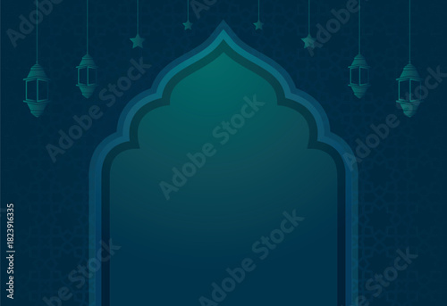 islamic happy day islamic lantern and star bannar poster background design