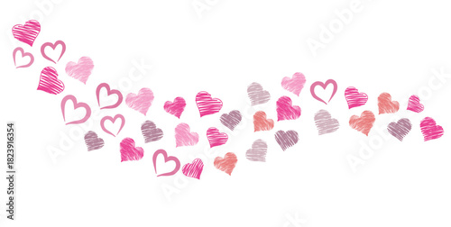 Romantic Hand-Sketched Red Hearts Scattered Design	
