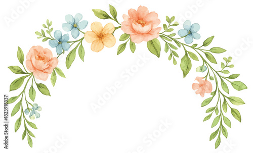 A Floral Divider Border watercolor style