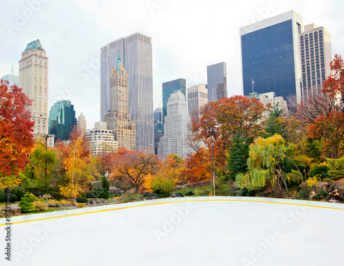 Ice skating rink in New York's Central Park in the fall