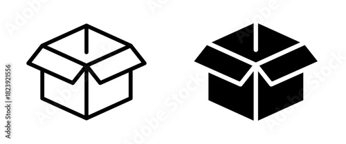 Cardboard box icon. Open box symbol