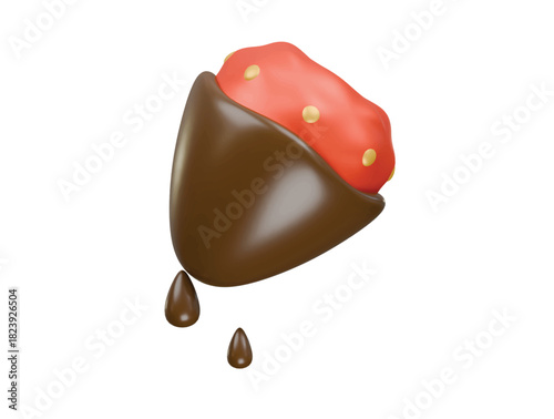 chocolate dipped strawberry icon 3d illustration render