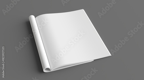 Blank cover magazine or booklet on white background. Mockup for design. Open fold A4 brochure mock up