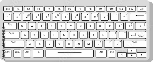 Minimalist Computer Keyboard Vector Illustration