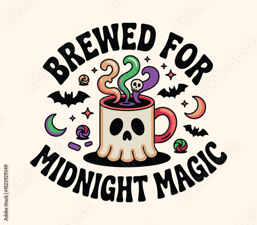 Halloween brewed magic potion vector illustration for spooky season graphic design and decor t-shirt design