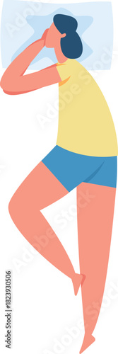 Person sleeping soundly in comfortable bed resting