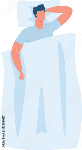 Young man sleeping comfortably in bed resting