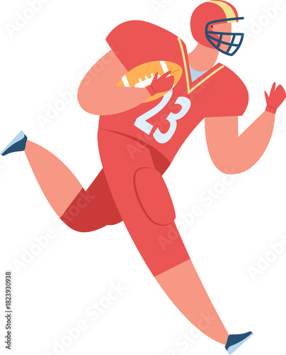 American football player running with ball during game