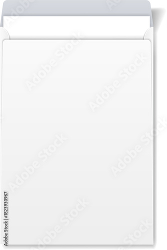 Blank white paper inserting into empty envelope