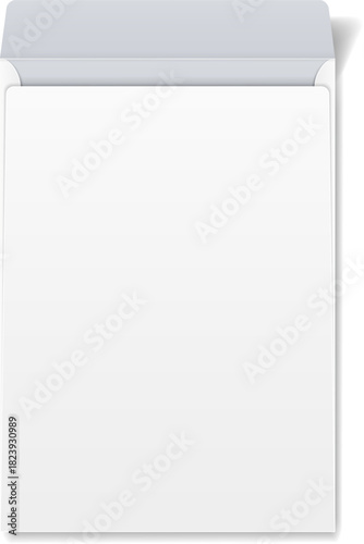 Blank white paper sliding into open envelope