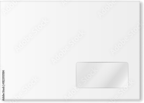White envelope with window for mailing correspondence