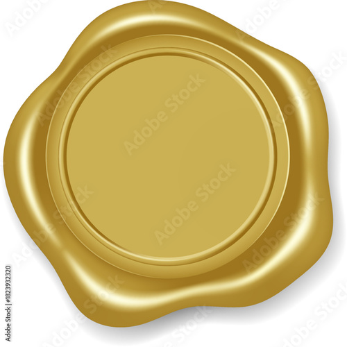 Blank golden wax seal symbolizing luxury authenticity