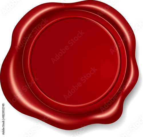 Red sealing wax stamp creating vintage certificate security