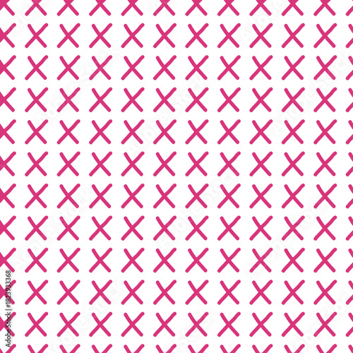 Pink cross stitch mark hand drawing seamless pattern