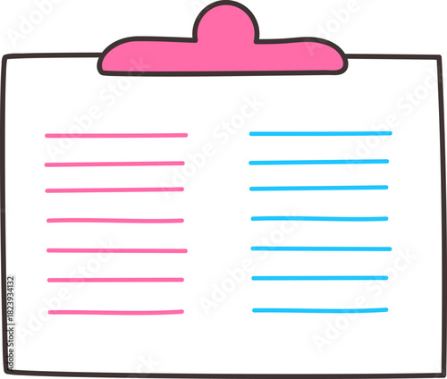 Clipboard showing colorful comparison information lists