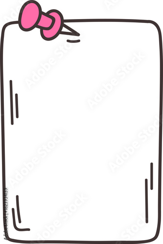 Photography Blank doodle note pinned with pink thumbtack