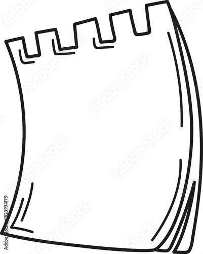 Blank torn notepad paper sheet black line