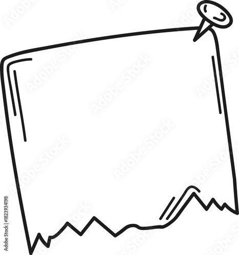 Blank paper note with pushpin pinning creating reminder space