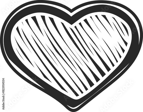 Scribbled heart drawing representing love and passion concept