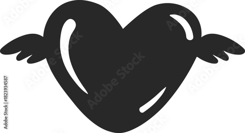 Flying heart vector icon representing love and freedom