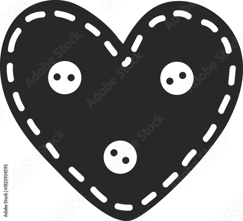Stitched fabric heart shape with buttons expressing care