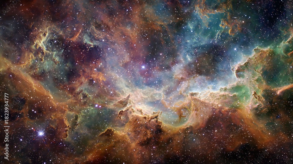 Fototapeta premium Human consciousness represented as a vast, colorful nebula in deep space