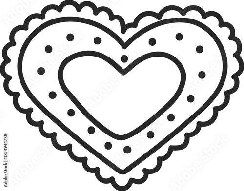 Heart shaped cookie with decorative dots outline