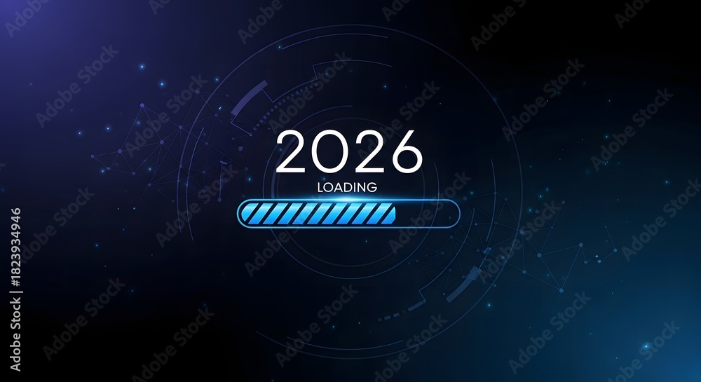 Fototapeta premium 2026 loading progress bar futuristic technology and network connection