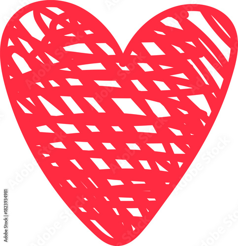 Red scribbled heart shape representing love and passion