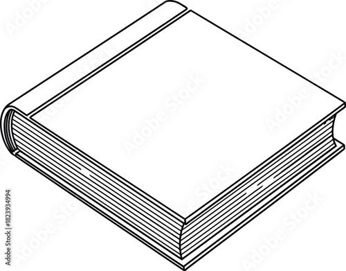 Isometric line art illustration of a closed book
