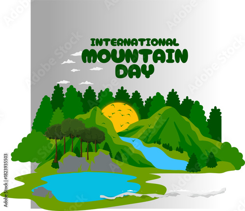 vector graphic of international mountain day good for international mountain day celebration. flat design. flyer design.flat illustration.
