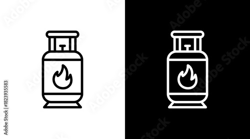 Gas Cylinder  White Icon Set Design