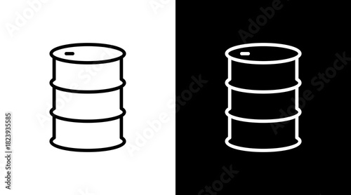 Oil Barrel  White Icon Set Design
